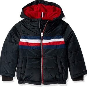 Tommy Hilfiger Boys Logan Winter Puffer Coat Hooded Fleece Lined Jacket Large